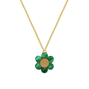 Daisy Flower Pendant Necklace In Green Pearl, 2 of 4