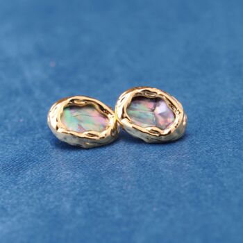 Large Abalone Stone Statement Studs, Abalone Shell Stone Earrings, 5 of 7