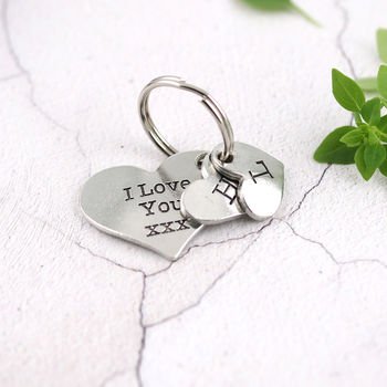I Love You Gift Personalised Romantic Heart Keyring, 7 of 9