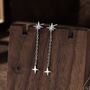 Starburst Dangle Chain Stud Earrings In Sterling Silver, thumbnail 1 of 11