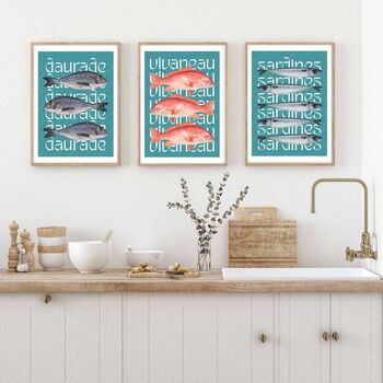 Seafood Illustrations Poster Set, 3 of 6