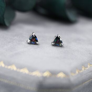 Trillion Cut Mystic Black Cz Stud Earrings, 7 of 12