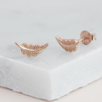 Feather Stud Earrings In Silver Or Gold/Rose Vermeil, 5 of 6