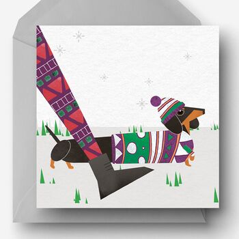 Pack Of Five Christmas Sausage Dog Charity Cards, 2 of 5
