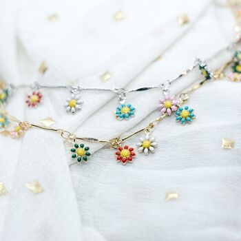 Colourful Rainbow Flower Charms Choker Summer Necklace, 6 of 7