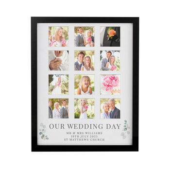 Personalised Botanical Black Multi Photo Frame Wedding Gift, 6 of 6