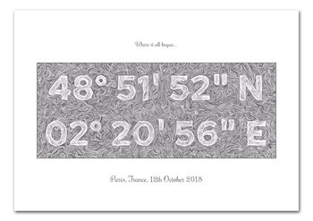Personalised Coordinates Print Where It All Began, 3 of 4