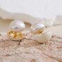 Monaco D’or Pearl Gold Jumbo Cream Ball Stud Earrings, thumbnail 1 of 4