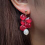 Scarlet Grape Cluster Pearls Earrings, thumbnail 5 of 7