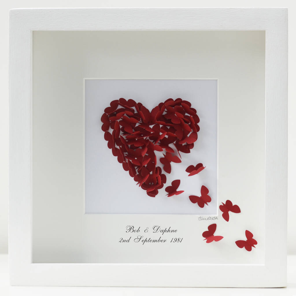 Personalised Ruby Wedding Anniversary Butterfly Heart, 1 of 9