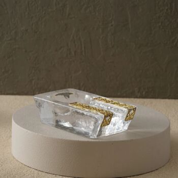 Hadnmade Glass Cigar Ashtray With Gold Leaf Detail, 3 of 7
