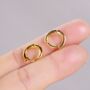 Gold Small Minimalistic Huggie Hoops, Dainty Hoops, thumbnail 2 of 6