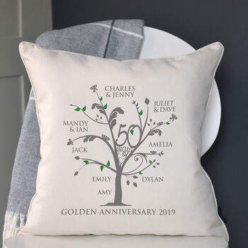 Personalised Golden Anniversary Family Tree Cushion, 6 of 7