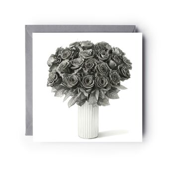Monochrome Hand Drawn Bunch Of Roses Greeting Card, 2 of 6