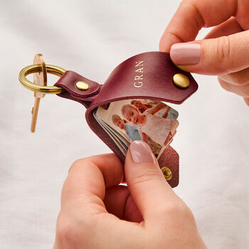 Personalised Leather Four Photo Keyring For Her, 3 of 6