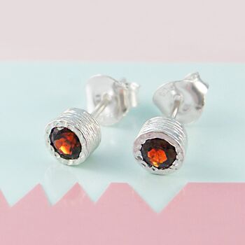 Garnet January Birthstone Gold Plated Silver Stud Earrings, 6 of 7