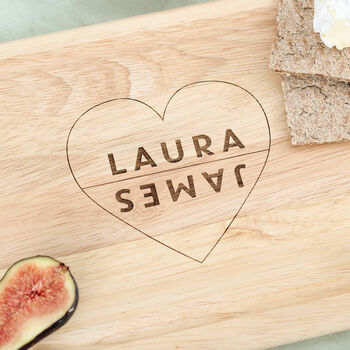 Personalised Couples Heart Chopping Board Wedding Gift, 2 of 2