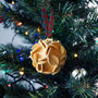 Yellow Leather Hydrangea Christmas Ball Ornament, thumbnail 1 of 4