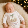 Personalised First Christmas Bodysuit / Babygrow Christmas Pudding, thumbnail 2 of 7