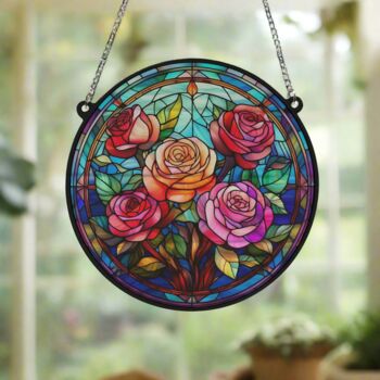 Roses Stained Glass Effect Suncatcher, 4 of 5