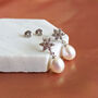 Pearl And Crystal Sterling Silver Flower Drop Earrings, thumbnail 2 of 3