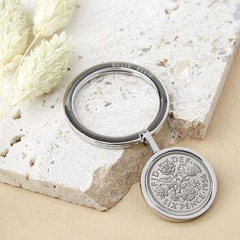 Sixpence 1955 Or 1956 70th Birthday Coin Keyring, 2 of 9