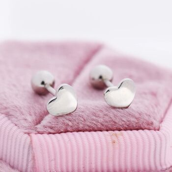 Heart Screwback Earrings In Sterling Silver, 7 of 11