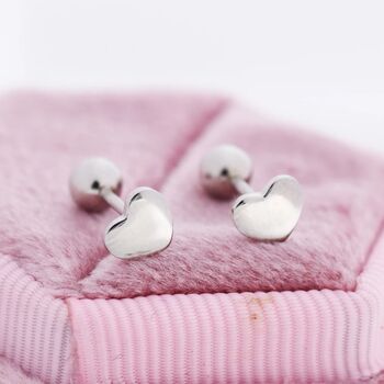 Heart Screwback Earrings In Sterling Silver, 7 of 12