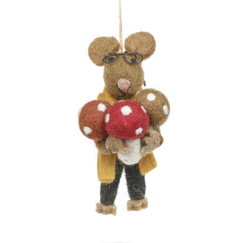 Handmade Felt Oliver The Mouse Hanging Autumn Decor, 3 of 3