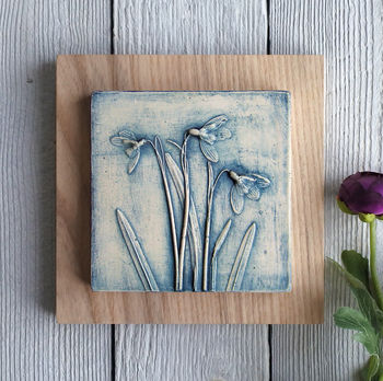 Snowdrops Plaster Cast Plaque Mounted On Wood, 7 of 12