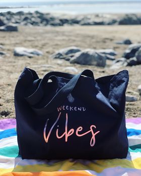 Hello Summer Or Weekend Vibes Beach Bag, 3 of 4
