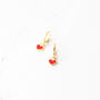 Tiny Red Heart Huggie Hoop Earrings, thumbnail 5 of 10