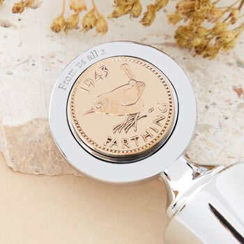 80th Birthday 1943 Farthing Coin Bottle Stopper, 4 of 10