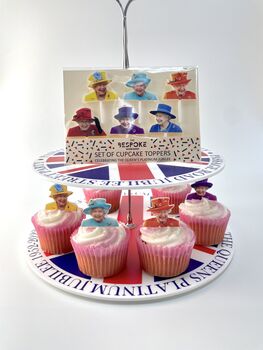 Set Of Six Jubilee Cupcake Toppers Featuring The Queen, 5 of 5
