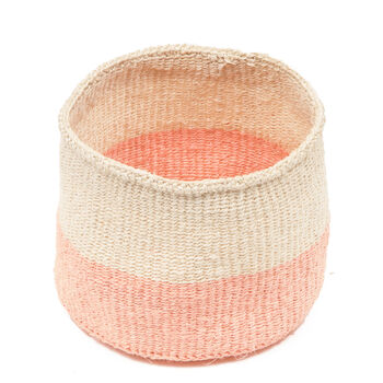Jioni: Dusty Pink Colour Block Woven Basket, 4 of 5