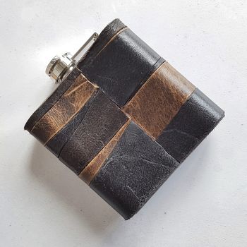 Personalised Rugged Leather Hip Flask, 2 of 6