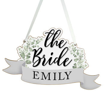 Personalised The Bride Wooden Hanging Decoration, 2 of 5