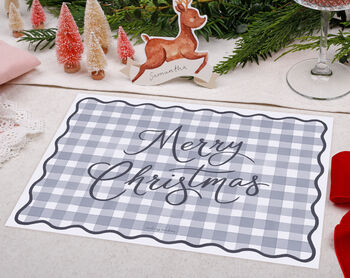 Christmas Placemats With Blue Gingham Design, 2 of 3