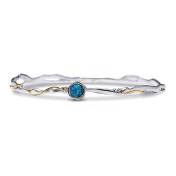 Sterling Silver Organic Round Blue Opal Bangle, 4 of 7