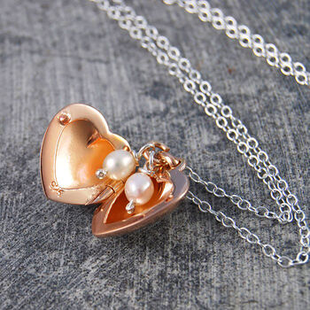 Heart Rose Gold Plated Sterling Silver Locket Necklace, 7 of 8