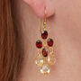 Garnet Citrine Gold Plated Silver Dangly Drop Earrings, thumbnail 1 of 10