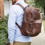 Personalised Brown Leather Backpack With Side Pockets, thumbnail 1 of 11