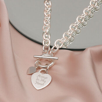 Personalised Silver Heart Necklace And Bracelet Set, 2 of 8