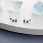 Extra Tiny Emerald Green Cz Trio Stud Earrings, thumbnail 6 of 11