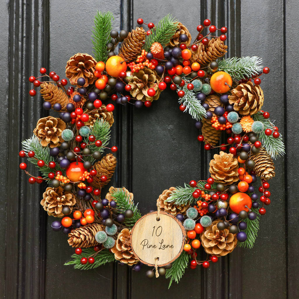 Personalised Winter Forest Fruits Christmas Wreath, 1 of 5