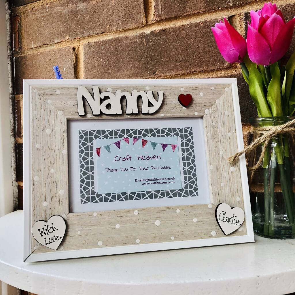 personalised nanny photo frame mother's day by craft