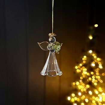 Hanging Glass Angel Decoration With Four Leaf Clover, 2 of 2