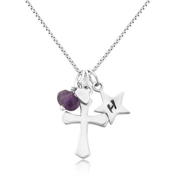 Personalised Cross Necklace With Birthstones, 2 of 12