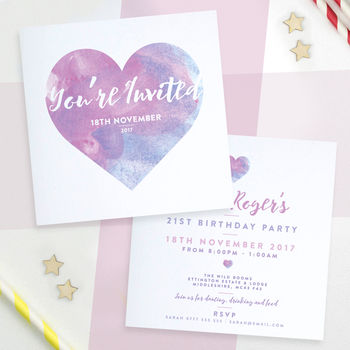 Personalised Watercolour Heart Invitations, 3 of 7