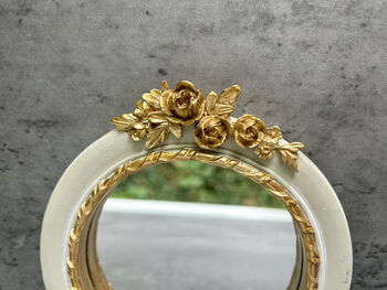16cm Cream And Gold Decorative Wall Mirror – Floral Motif, 7 of 12